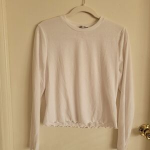 Charlotte Russe White Ribbed Long Sleeve Top